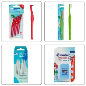 پک 4 تایی مخصوص ارتودنسی (مسواک بین دندانی، مسواک ارتودنسی، نخ دندان، موم)